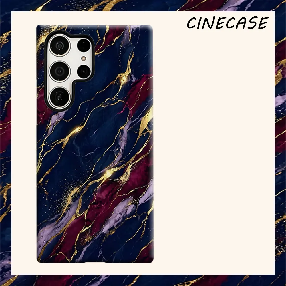 navy burgundy gold marble For Samsung Galaxy S26 S25 S24 A56 A36 Dual Layer Luxury Fashion Full Lens Protective Case