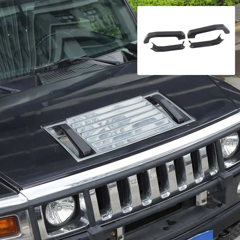 ABS Glossy silver For Hummer H2 2003-2009 car style Car Hood Deck Vent Panel Handle Covers Trim Car Modification Accessories