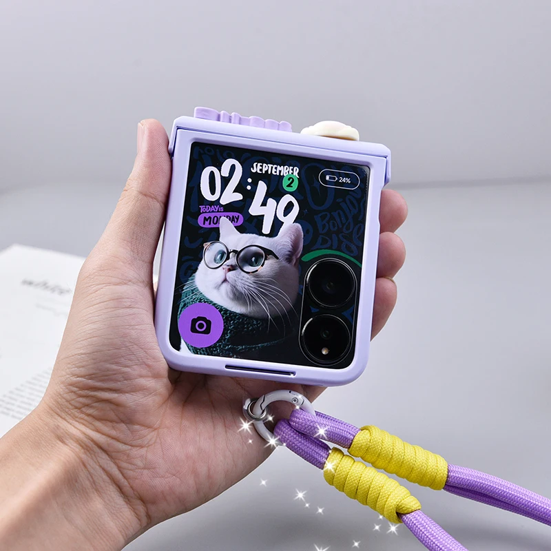 الحب حزام الكلب قضية الهاتف لسامسونج غالاكسي Z فليب 6 5 4 3 لموتورولا رازر 40 50 الترا Xiaomi مزيج فليب ممن لهم البحث N2 N3 الوجه