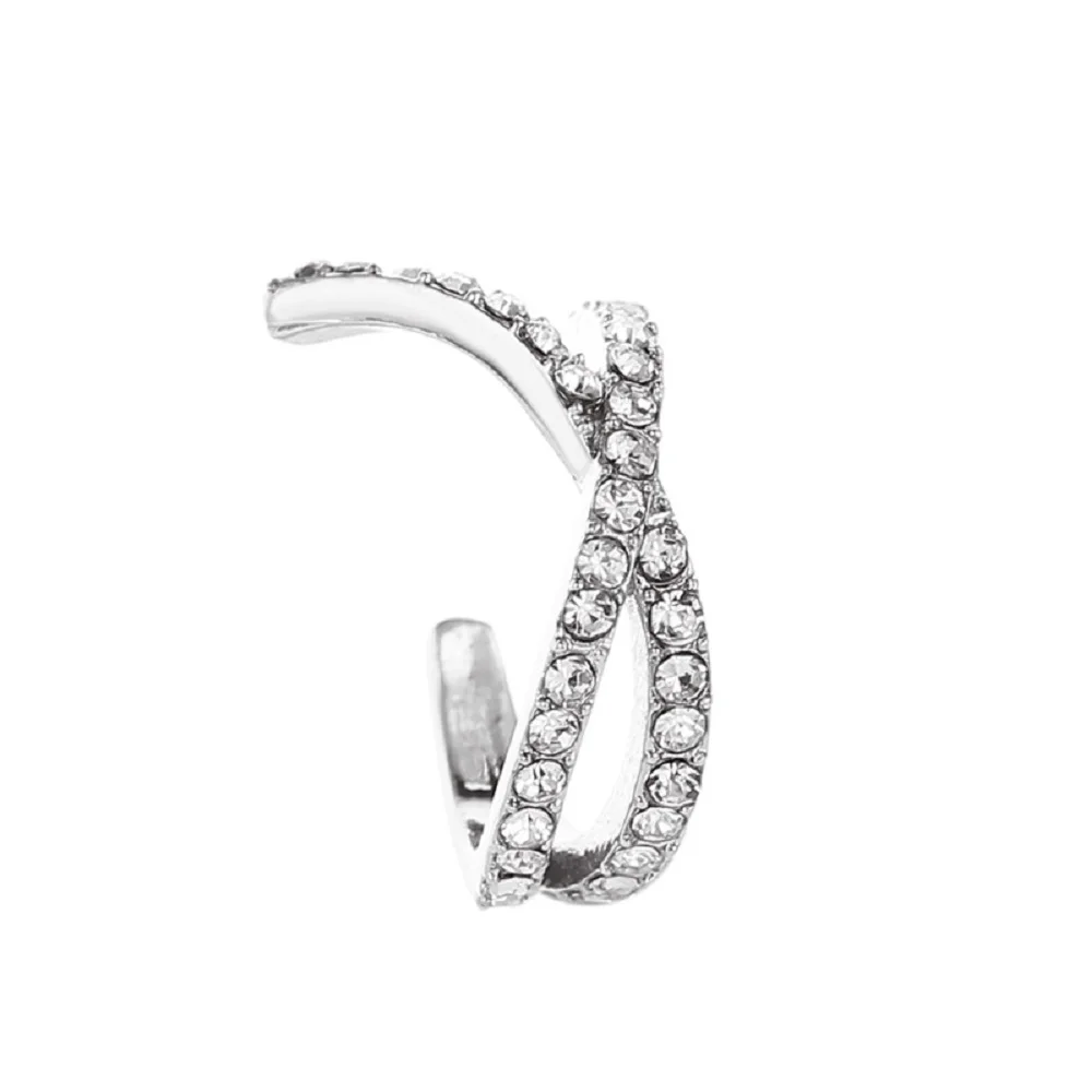 Fashion Jewelry Female Non Pierced Temperament U-shaped Geometric Crystal Ear Clips Women Ear Cuff Cross Clip Earrings