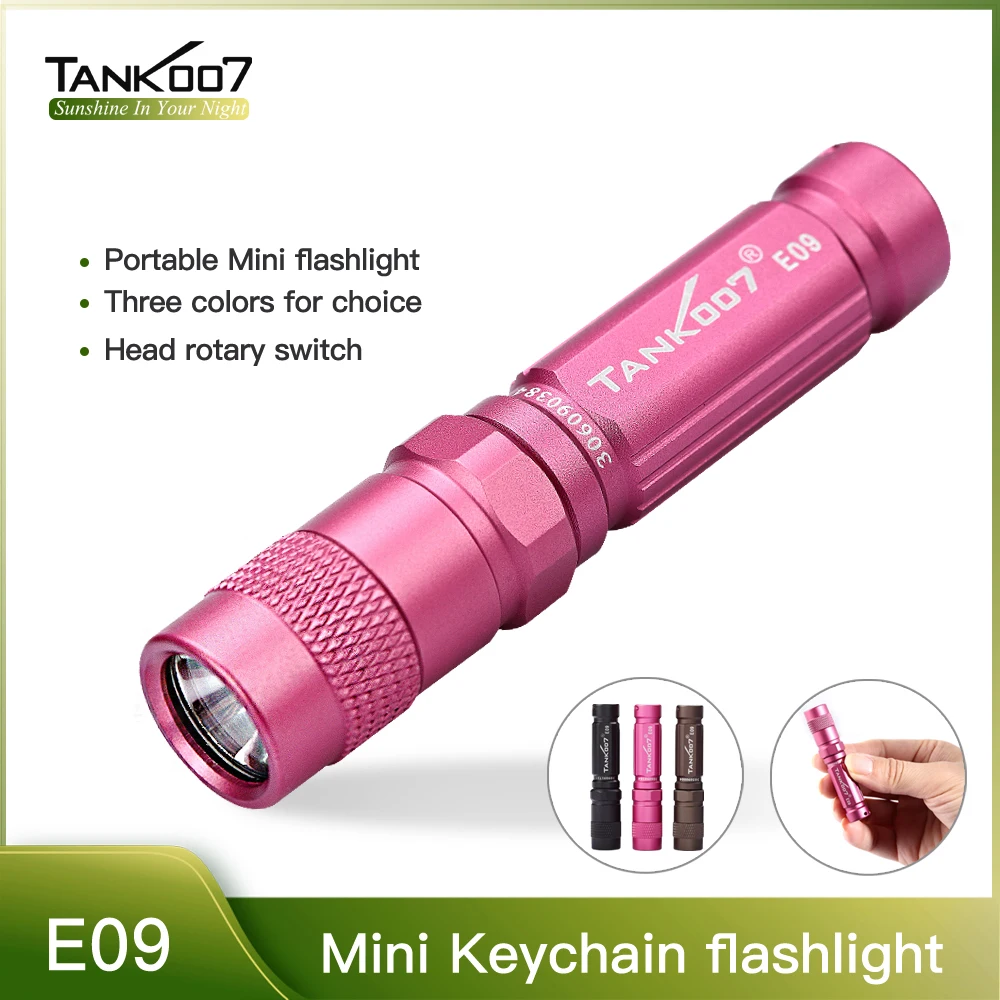 Tank007 E09 Mini Flashlight Portable Outdoor EDC Pocket Light Keychain Torch 3 Modes IPX-8 with AAA Battery For Emergency