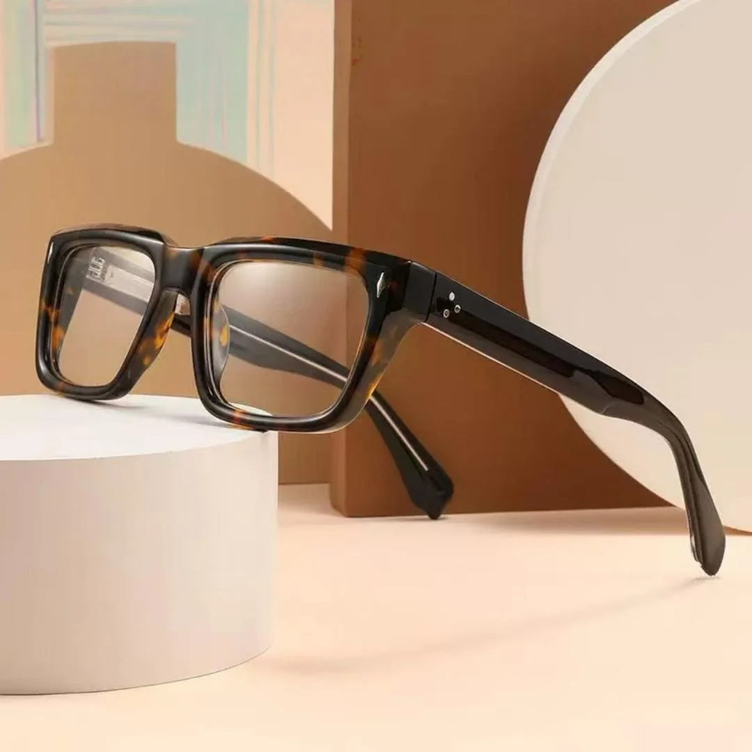 Fashion Thick Rectangular Acetate Eyeglasses Frames Men Women Retro 53mm Full Rim Eyewear Support Prescription Lenses