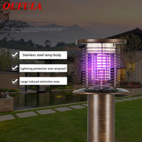 OUFULA Outdoor Solar Mosquito Killer Lamp LED Modern Brown Professional Insect Kill Lawn Light for Garden Courtyard Waterproof