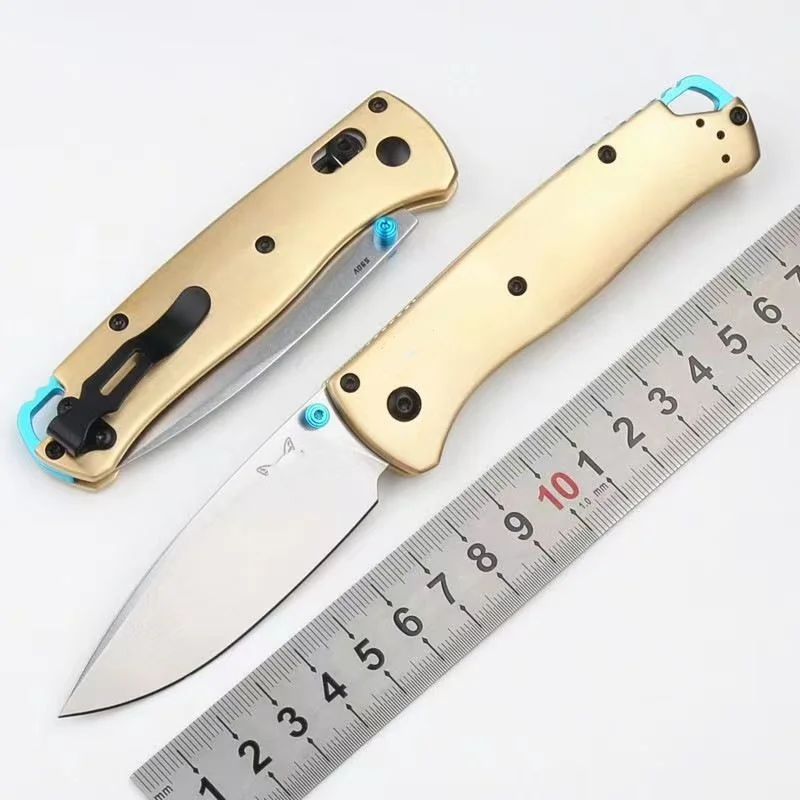 

New Bugout 535 Brass Handle / Carbon Fiber 535-3 Mark S90V Folding Pocket EDC Tool Camping Tactical Outdoor Utility Knife