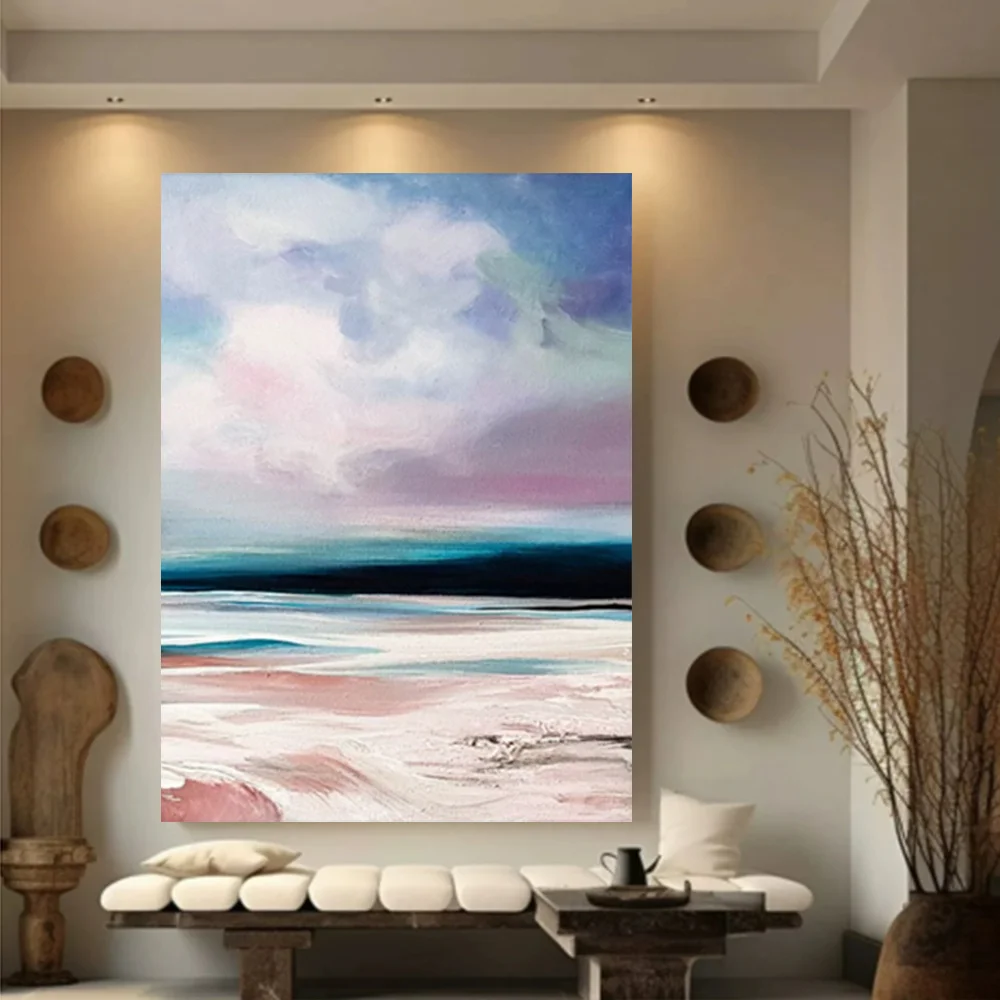 

100% hand drawn colorful seaside abstract oil painting original wall painting home living room decoration paint interior aesthet