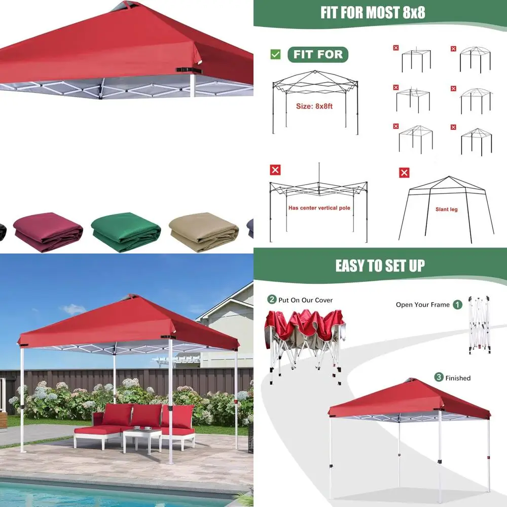 

Red 8x8 Tent Canopy with Air Vent and Buckle for Frame Replacement