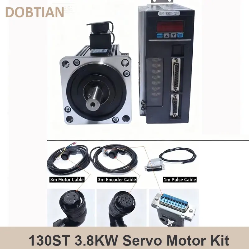 130ST M15025 220V 380V 3.8Kw 15Nm 2500Rpm Large Power AC Servo Motor Kit With Match 3M Cable For CNC Engraver Lathe