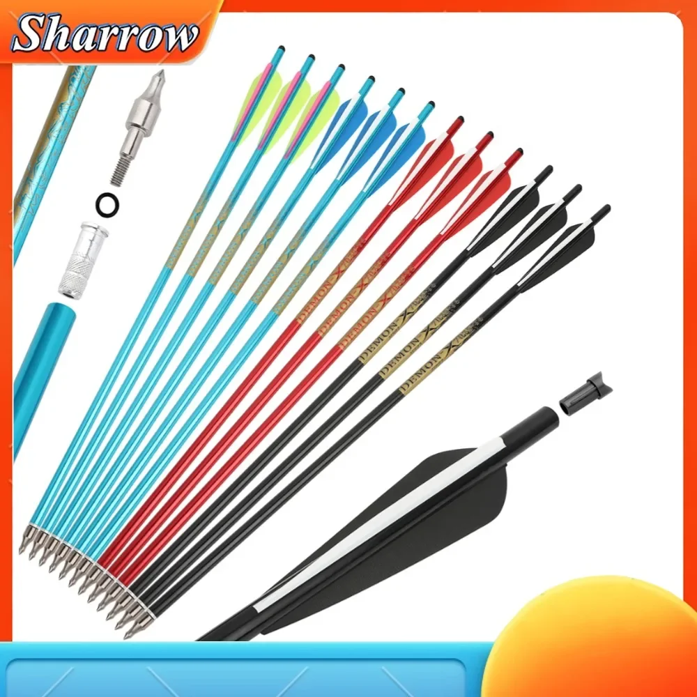 

6/12pcs 20inch/22inch Archery Arrows Aluminum Crossbow Bolts Arrow with 4inch Vanes for Bow Hunting Target Shooting Accessories