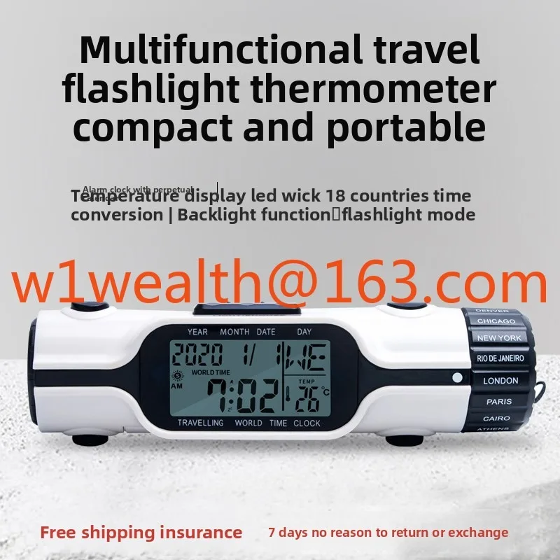 Precision Electronic Thermometer Perpetual Calendar Time Alarm Clock Indoor and Outdoor Flashlight Thermometer with Backlight