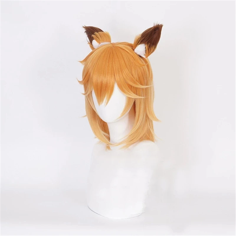 Anime Sewayaki Kitsune no Senko-san Senko Wigs Cosplay Costume Lolita Gradient Short hair Wig With Ears Halloween party Wig