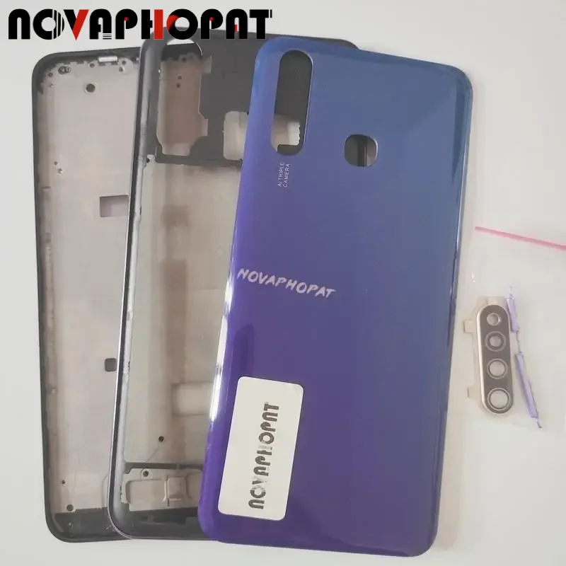 LCD Faceplate Frame Middle Bezel For Vivo Y19 1915 Battery Cover Back Rear Door Full Housing Camera Glass Lens Side Key Button