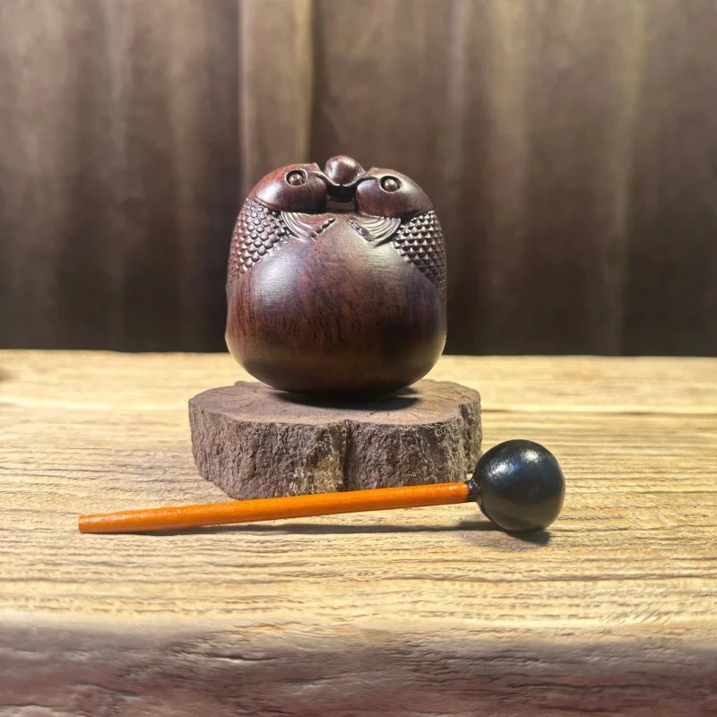 Rosewood Stress Relief Solid Wood Portable Chinese Percussion Instrument Buddhist Supplies Temple Home Use Fish Carving Woo