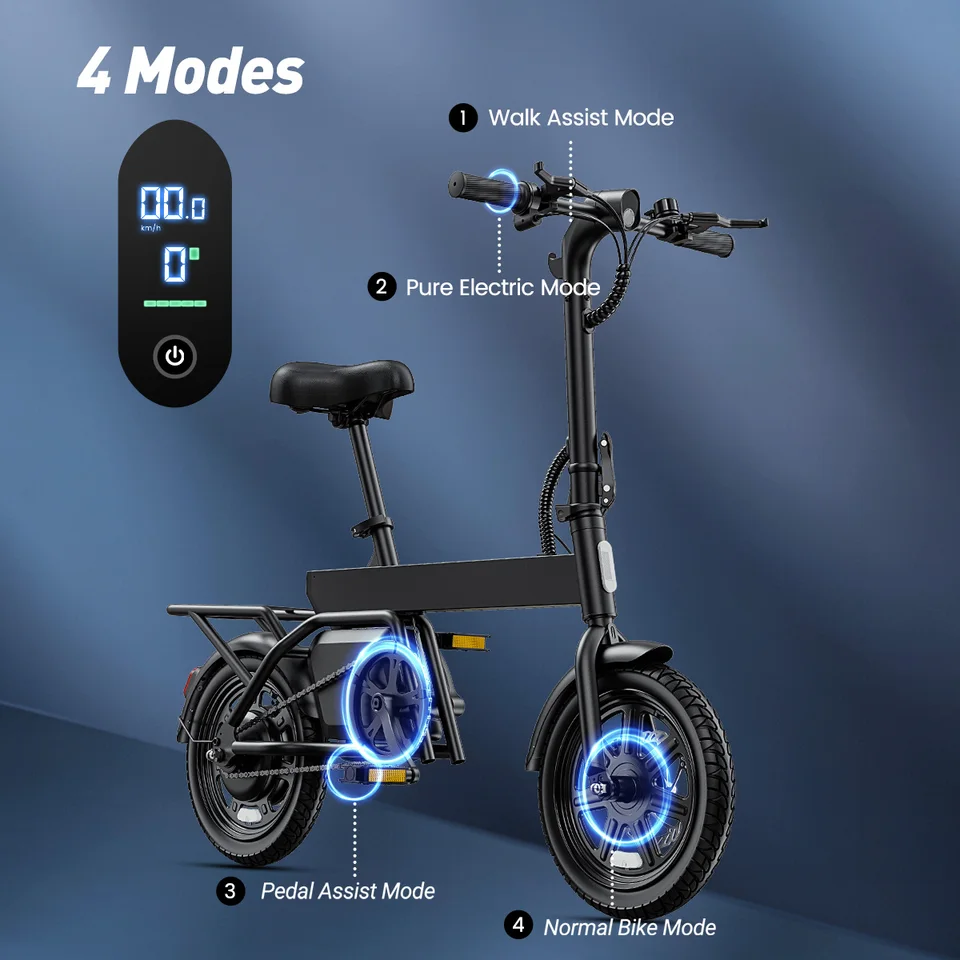 DYU B20 MINI 14 Inch Folding Electric Bike 500W Peak Motor 36V 7.8Ah Removable Battery 20MPH Urban Commuter E-Bike image 4