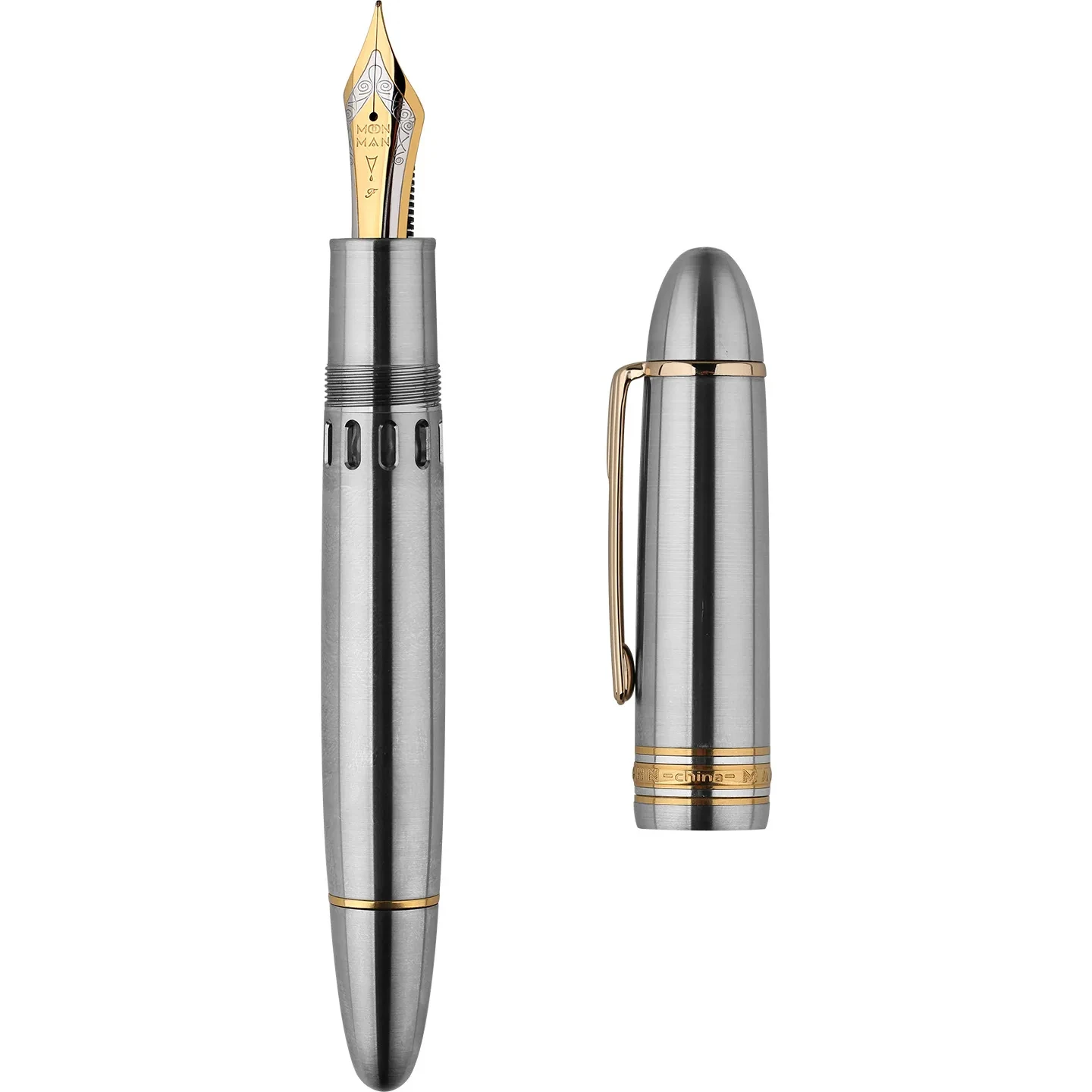 قلم حبر مكبس بنمط مطروق من التيتانيوم MAJOHN P141 مع رقم 8 40 #   قلم الخط الفاخر للكتابة مقاس كبير من F Nib