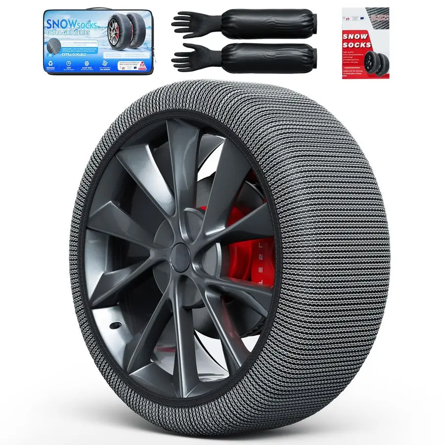 

Носки для шин Высокая тяга Носки для снега, автомобилей, внедорожников, пикапов, сертифицированы ЕС EN166621, 2 упаковки черного цвета M