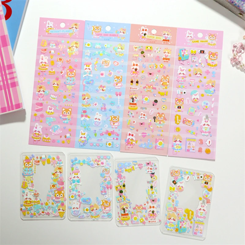 Kawaii Bunny Puppy Stickers Decoration Scrapbooking Idol Photocard Collage DIY Hand Account Album Diary Cute Stationery Sticker