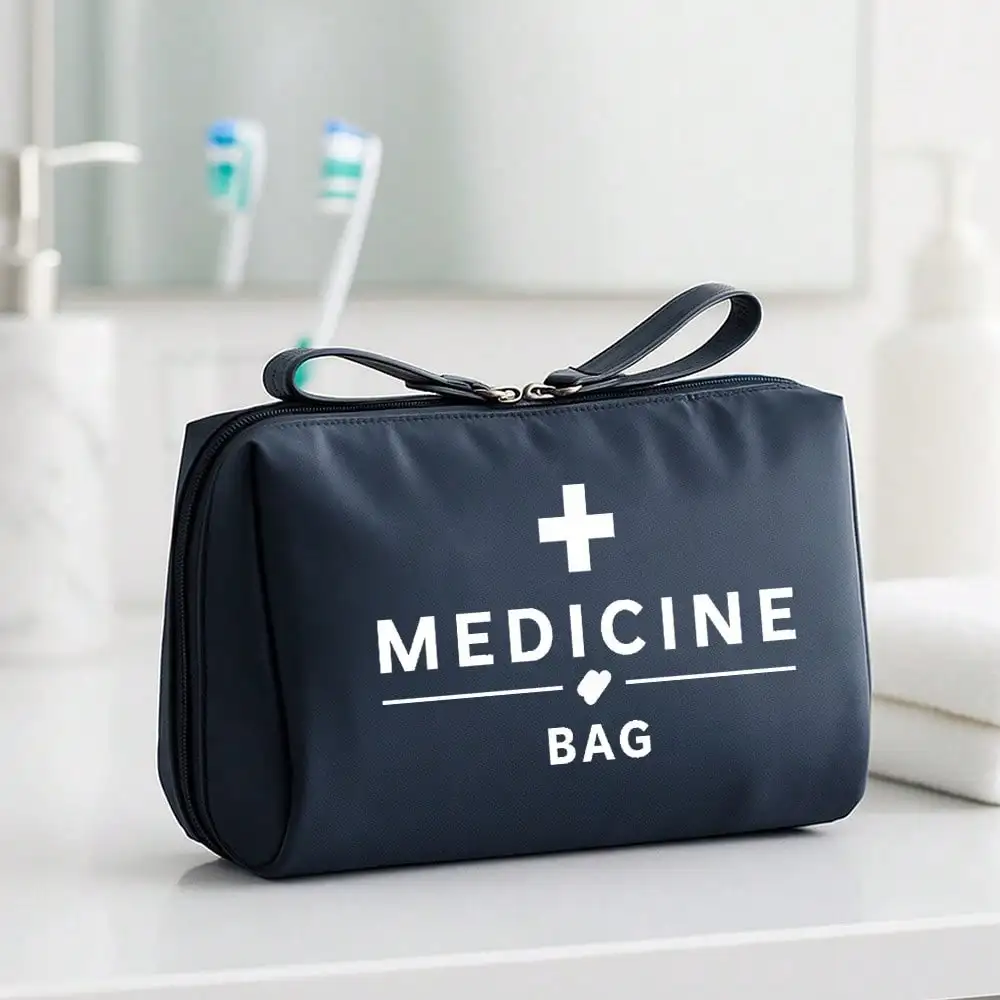 Mini Portable Handheld First Aid Pouch Empty Medicine Bag for Home Car Outdoor Camping Travel Family Medical Drug Pill Storage