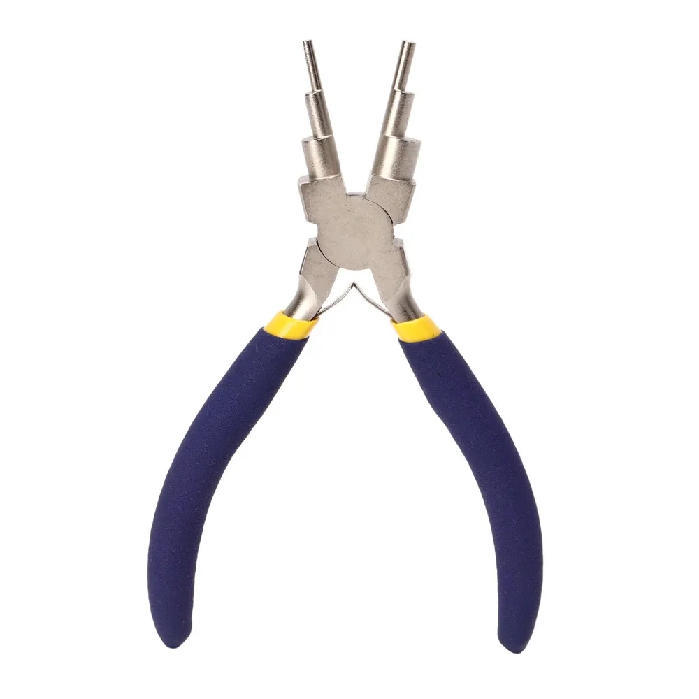 6 Step Bail Making Pliers Carbon Steel Non-Slip Grip Round Nose Pliers Multifunctional Wire Looping Pliers Jewelry Making