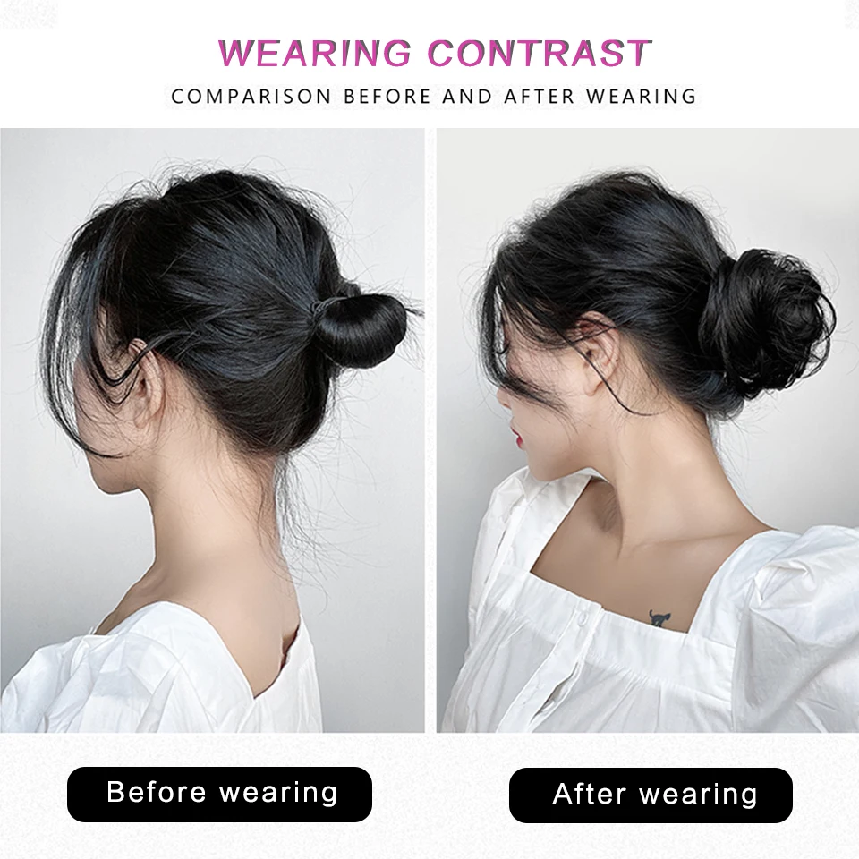 AS  Straight Donut Chignon Hairpieces Synthetic Ombre Elastic Chignon Fluffy Messy Scrunchies Hair Bun For Women