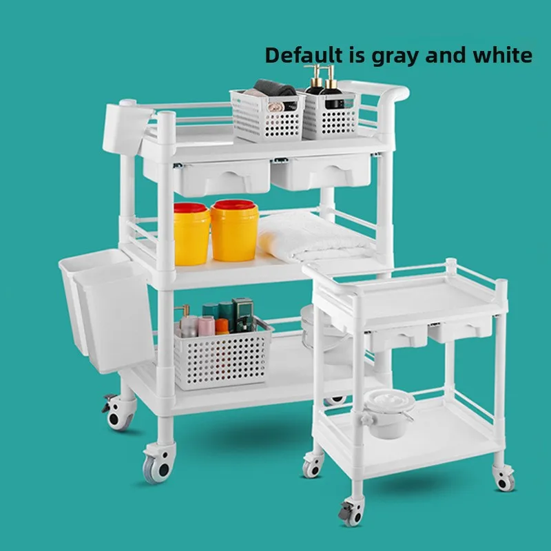 3 Layer Abs Plastic Beauty Cart Rolling Trolley Gray White Salon Equipment Furniture Tool Cart for Salon