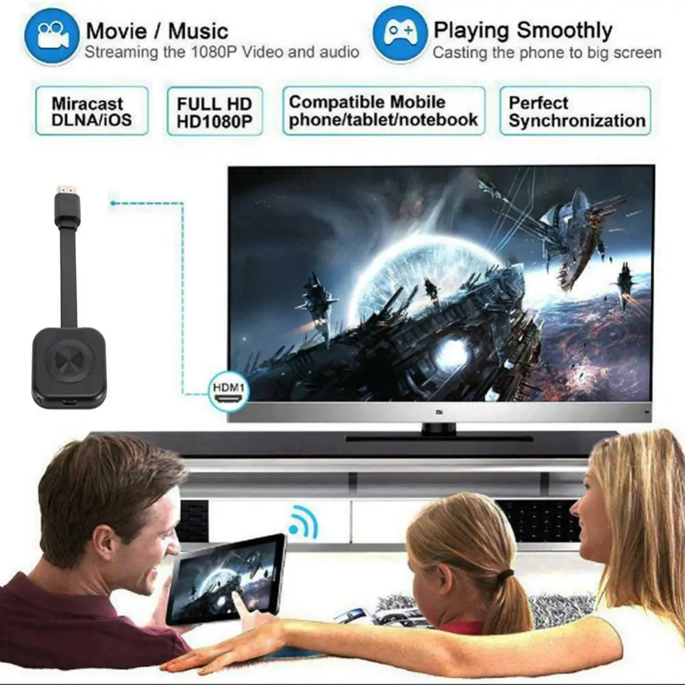 1080P HD Wireless WiFi Display Dongle TV Stick Video Adapter Airplay DLNA Screen Mirroring Share For IPhone IOS Phone To TV