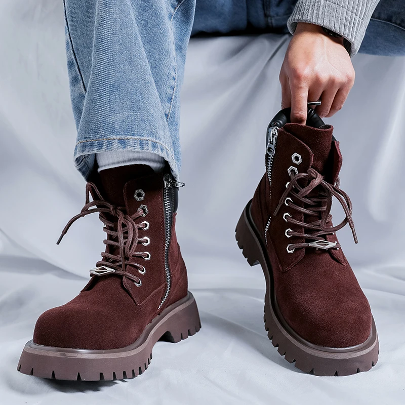 

Кожаные ботильоны для мужчин, ботинки большого размера из натуральной кожи, дизайнерские повседневные деловые ботинки высокого качества, модные деловые ботинки