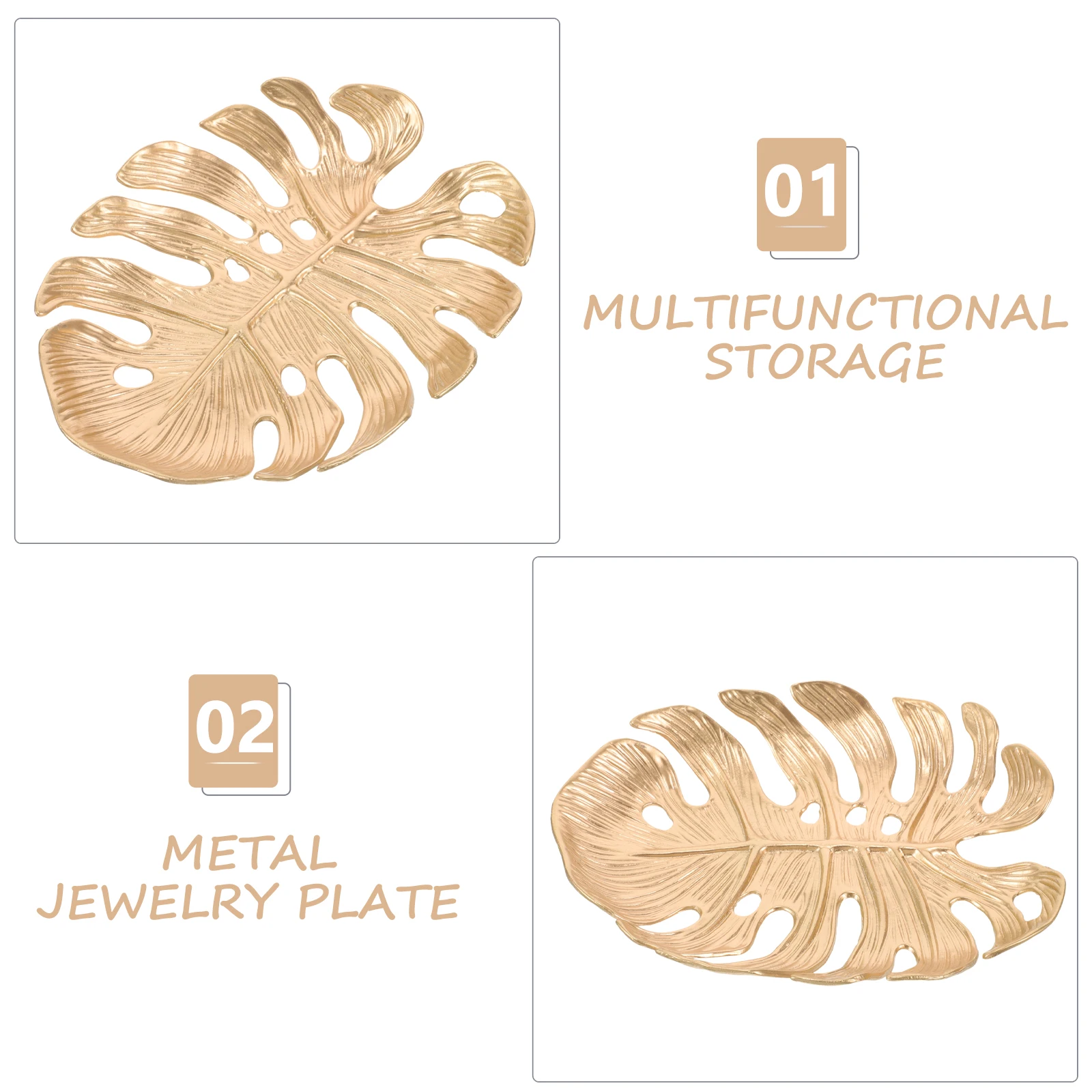

1Pcs Modern Gold Leaf Jewelry Dish Ring Storage Trinket Plate Decorative Accessory Holder