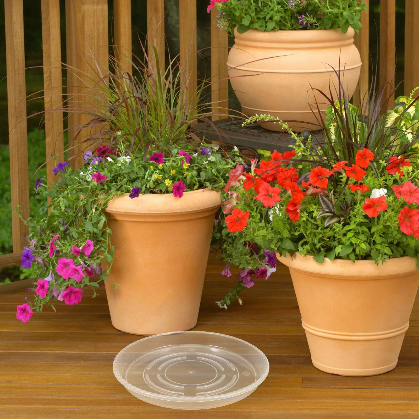 4Pcs 16-Inch Thick Plastic Flower Pot Saucer Round Water Catcher Tray for Plants Indoor Outdoor Use Bird Bath Feeding Bowl