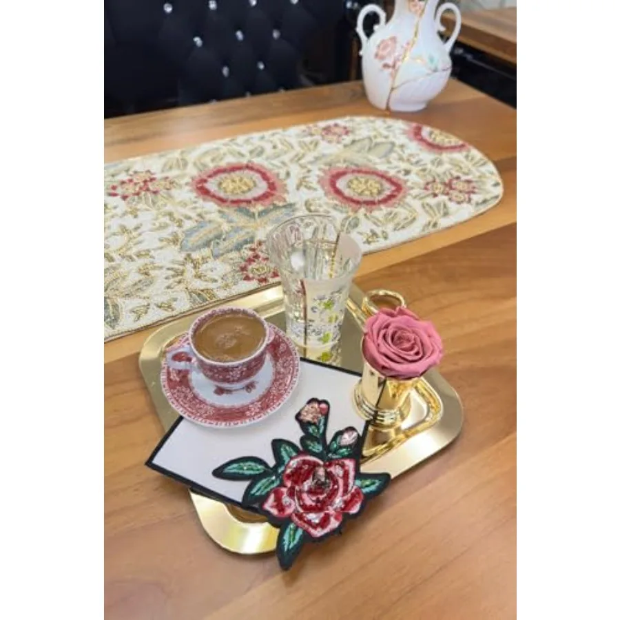 

Набор из 2 квадратных тканевых салфеток для коктейлей с вышивкой розовыми розами для чаепитий, садовых вечеринок и изысканных мероприятий - размер S