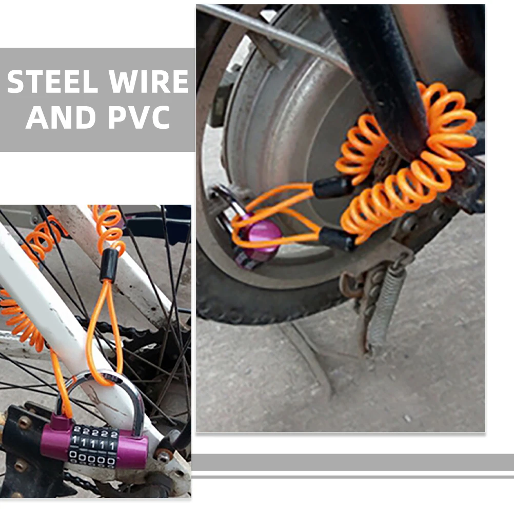 

Extended Spring Steel Wire Rope Lock for Motorbike Disc Brake Anti-theft Device Vibrant Coiled Cable Heavy Duty Bike Security