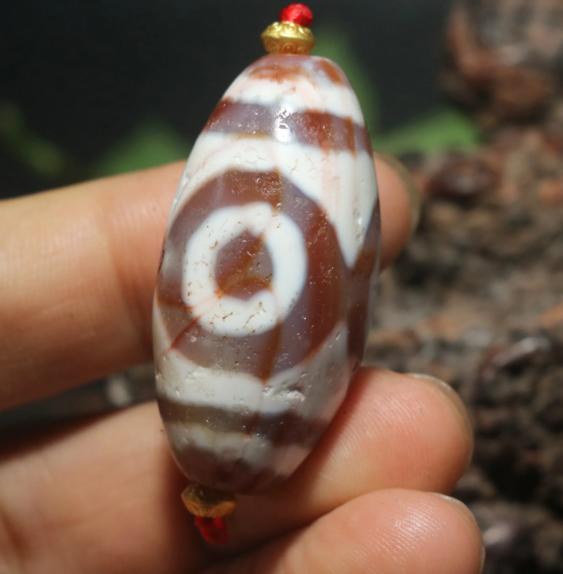 Energy Tibetan Old Agate Tiger Tooth 3 Eyed Big Drum dZi Bead Amulet Pendant LSK FLLZB Gemstone LKbrother Talisman