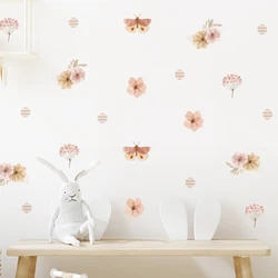 Boho Botanical Floral Butterfly Watercolor Nursery Wall Stickers Removable Children DIY Wall Decal Kids Room Interior Home Decor
