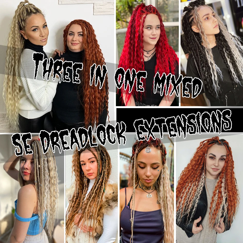 Dansama Full Set Synthetic Dreadlock Extensions Box Braids Three in one mixed Dreads Reggae Hair Hip-Hop Style For Women