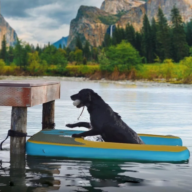 Customized inflatable dock pet water dock inflatable floating row, water pet crawling floating ladder