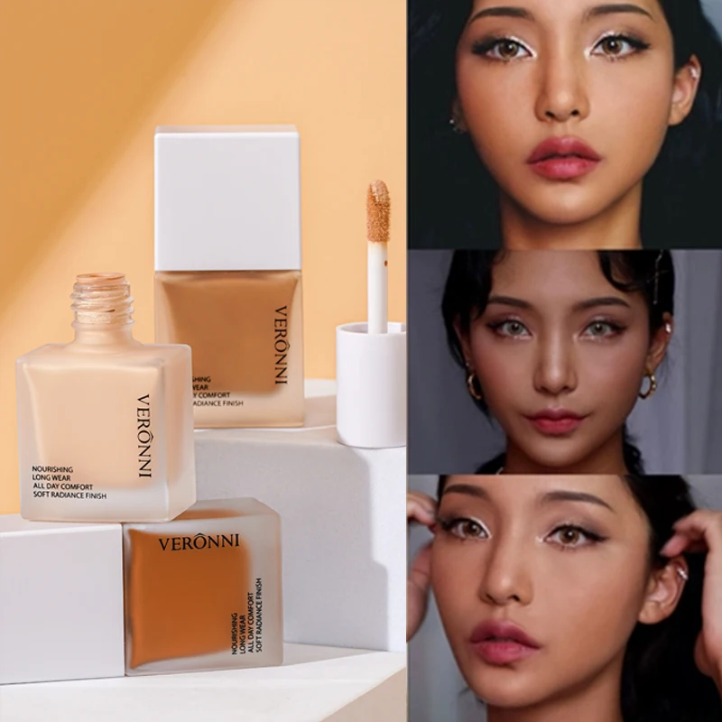 طقم بودرة وفرشاة للأساس والضبط ، جميع طبقات البشرة ، تحكم في الزيوت ، كونسيلر ، تشطيب يدوم طويلاً ، مكياج للوجه ، 3 في 1 #2