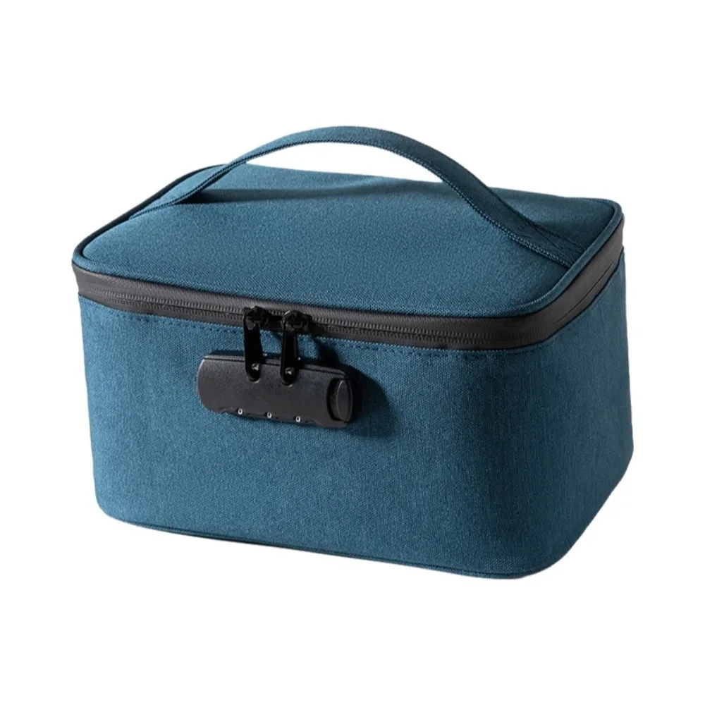 Oxford Fabric Password Lock Bag Large Capacity Portable Travel Cards Organizer With Handle Zip Closure Smell Proof Stash Bag