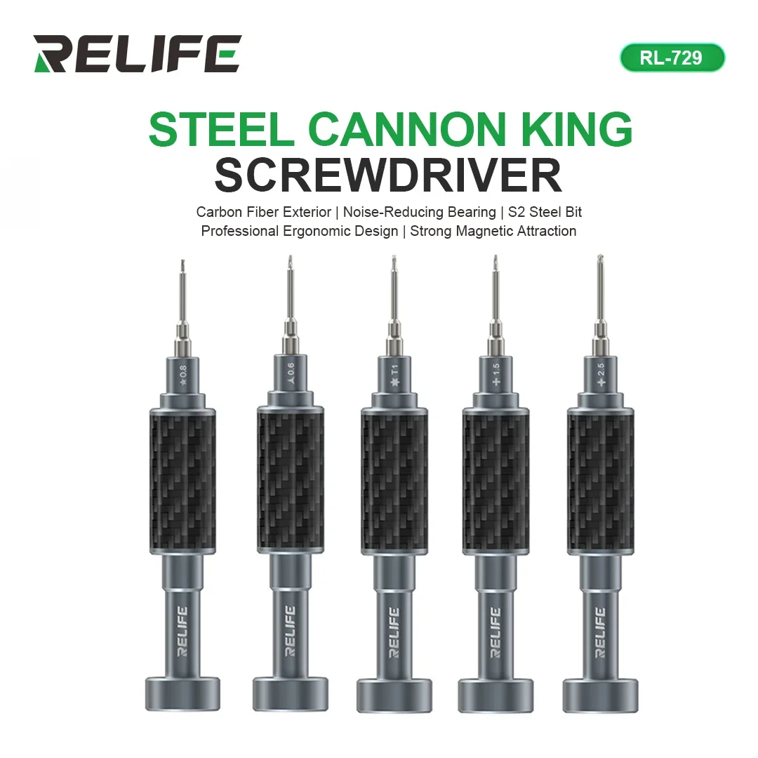 Relife RL-729 Steel Cannon King Screwdriver Strong Magnetic /3D S2 Special Bits for Mobile Phone Repair Disassembly Tool