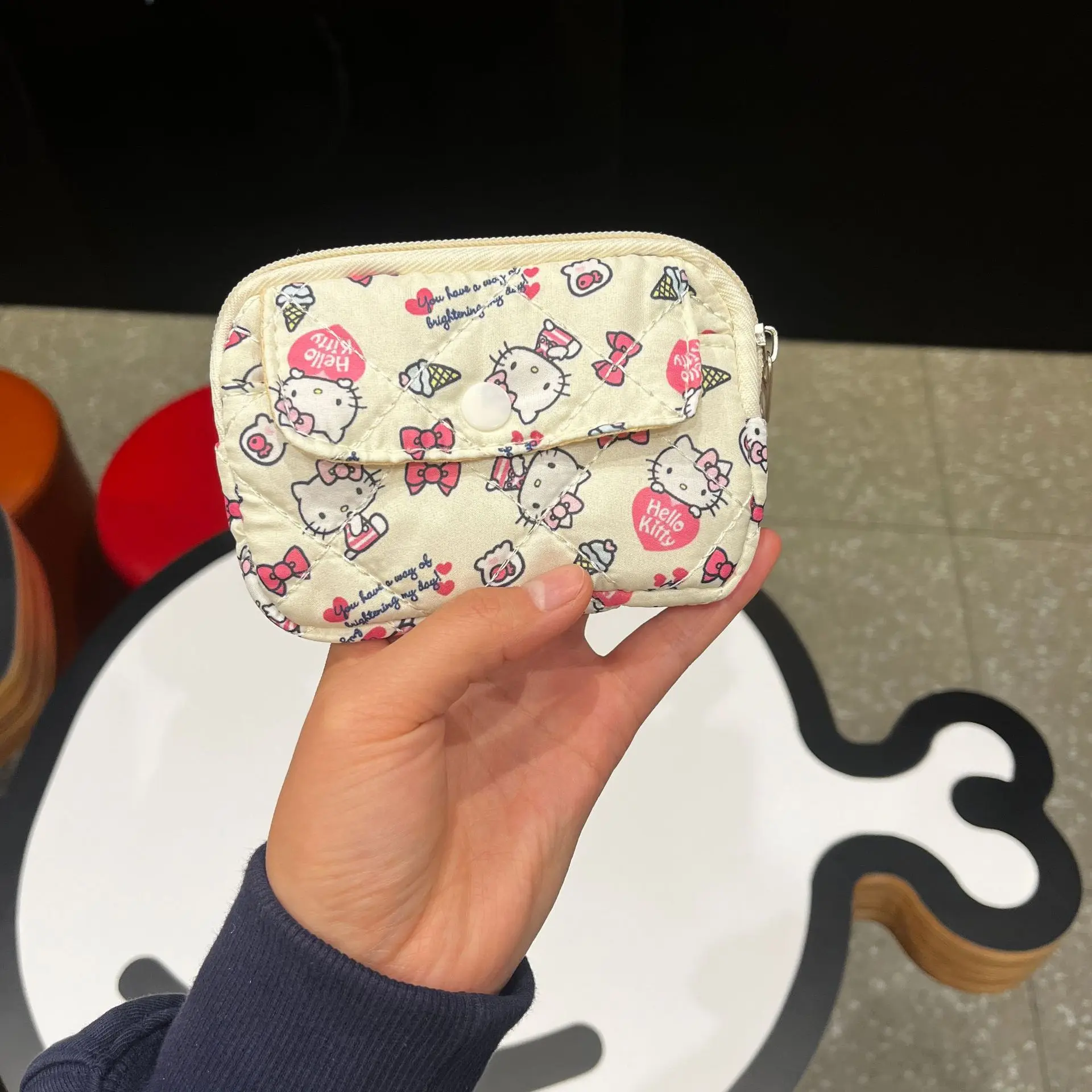 

Hello Kitty Card Holder Coin Purse Key Chain Bag Charm Portable Multi Function Cute Storage Pouch for Keys Cosmetics Gift