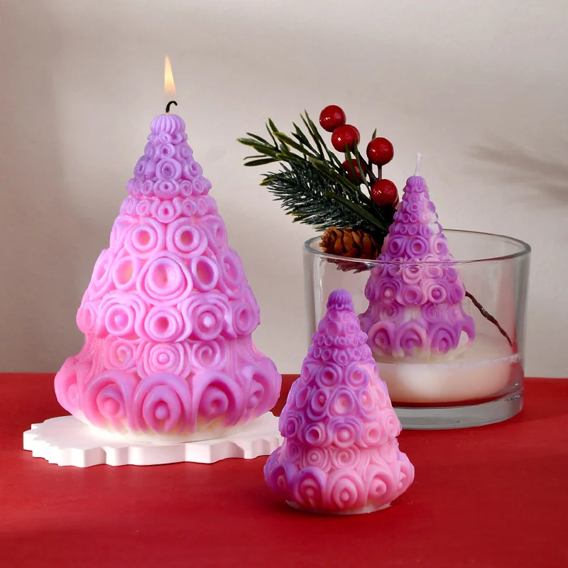 

Creative Flower Pattern Christmas Tree Candle Silicone Mold DIY Plant Plaster Resin Soap Making Tools Party Chocolate Cake Decor