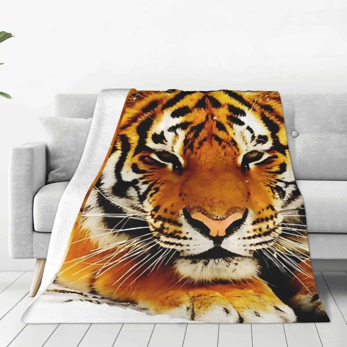 

Tiger Animal Soft Blanket Sabretooth Cartoon Decorative Plush Throw Blanket Fashion Couch Chair Flannel Bedspread Sofa Bed Cover