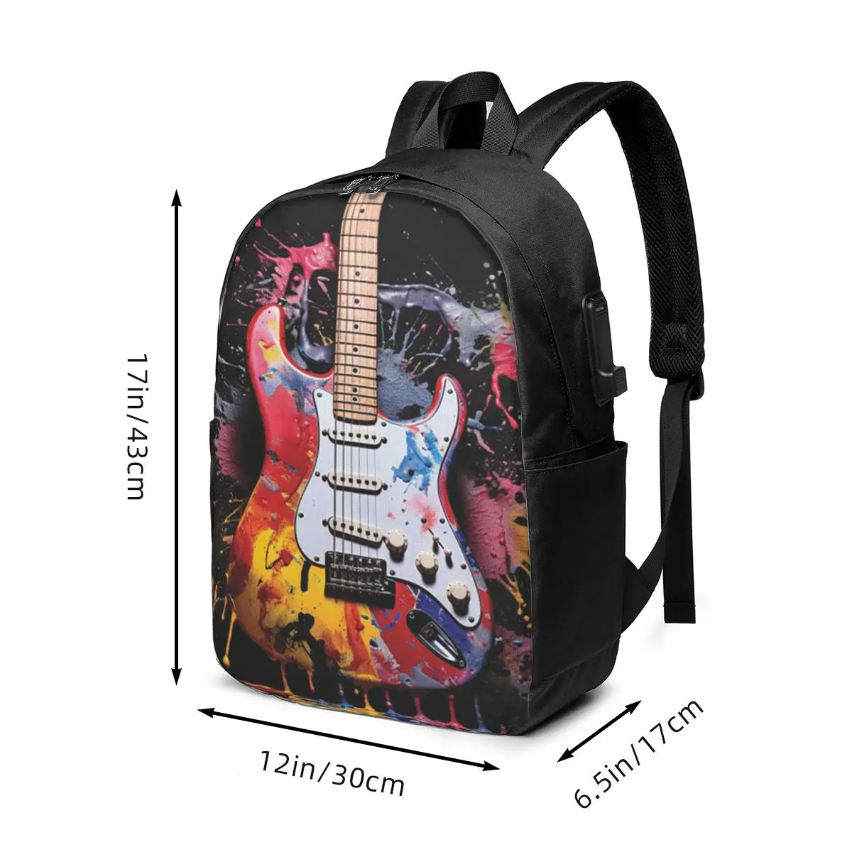 Abstract Graffiti Color Guitar Backpack Travel Notebook Bag Computer College Student School Bag Laptop Shoulder Bags  Men Women