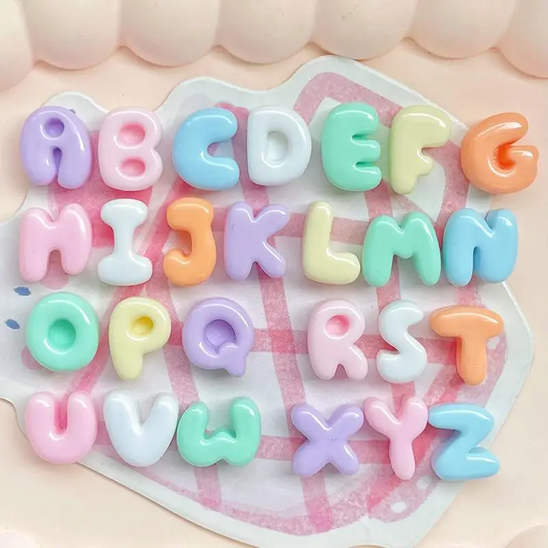 26Pcs Pastel Resin Alphabet Letter Charms With Cute Bubble Design Full AZ Set For DIY Jewelry Making Phone Case Decoration Craf