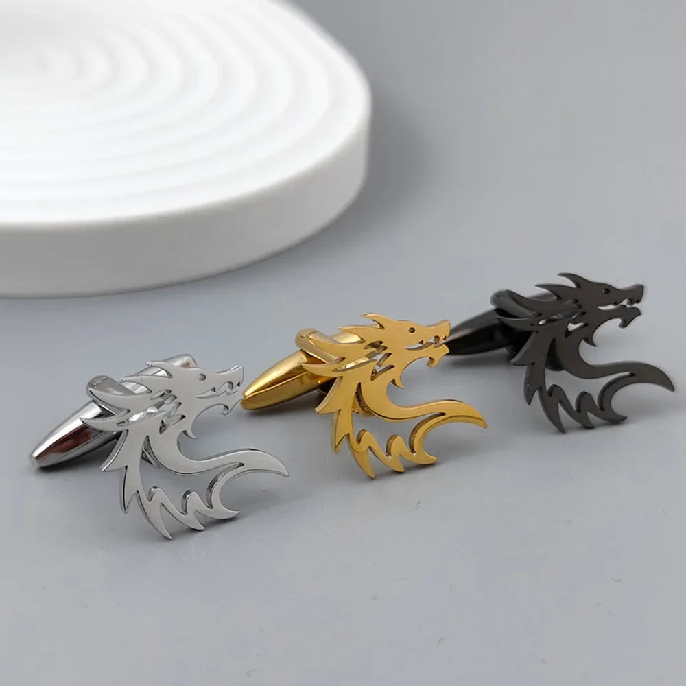 Gemelli personalizzati in stile cinese Dragon Totem materiale in acciaio inossidabile di alta qualità accessori per gioielli da uomo eleganti