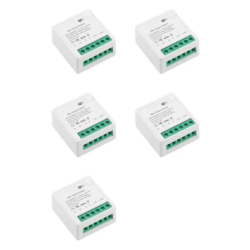 

【PRICE-DROP!】5X TUYA Mini 16A Smart Switch Non-Metered Version Smart Wifi Switch Voice Control Home Automation Light Relay Modul