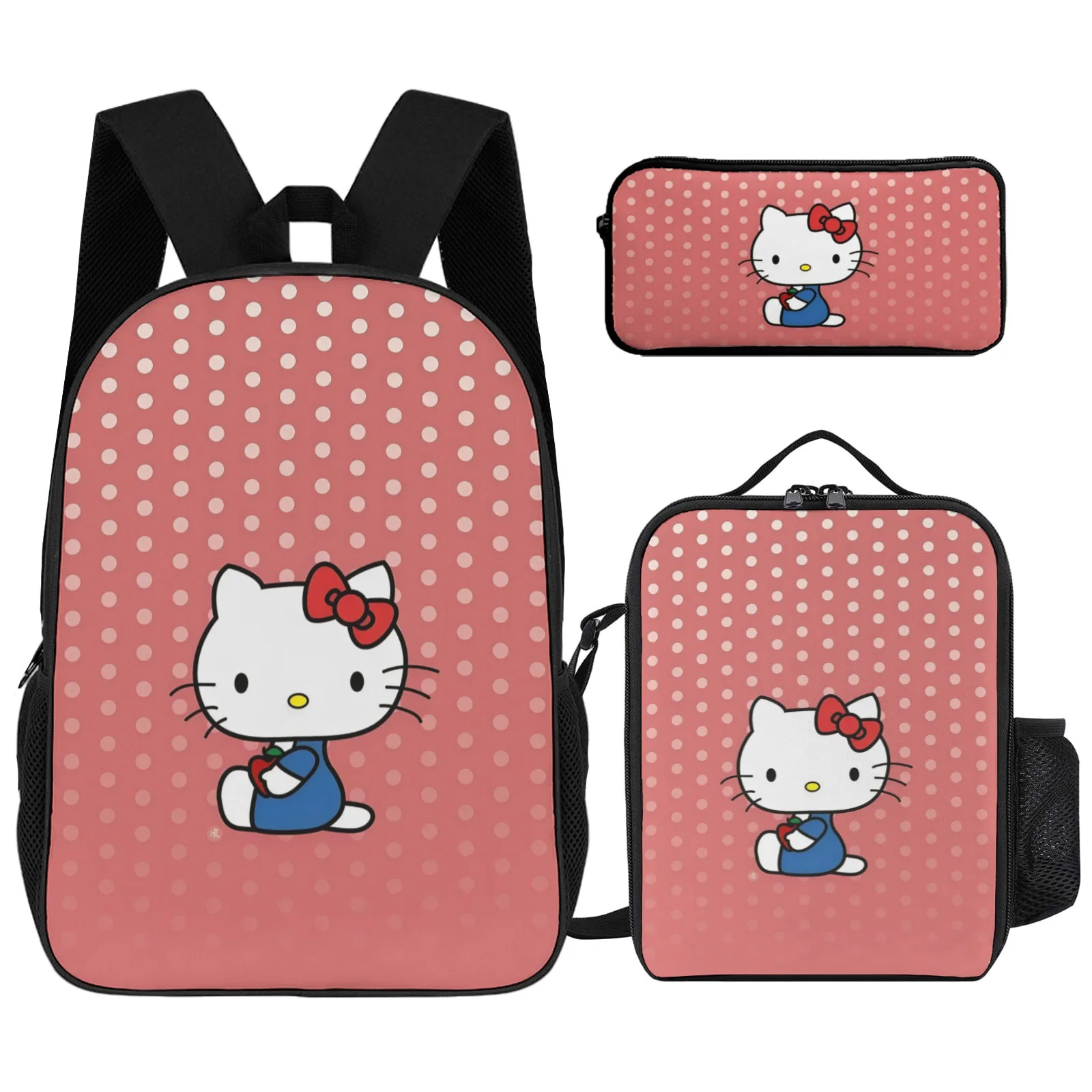 

Hello Kitty Sanrio School Bag Printed Book Bag Back To School Anime 17 Inch Pencil Case School Backpack Lunch Bag