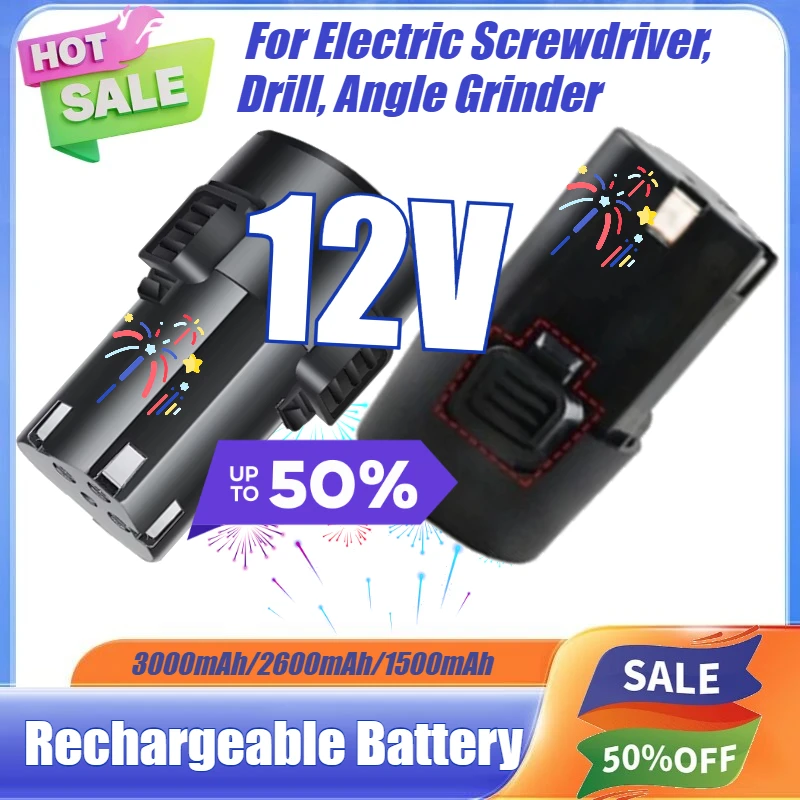 New 12V 1500mAh-3000mAh Universal Rechargeable Lithium-ion Battery for Power Tools Angle Grinder Drill Electric Screwdriver
