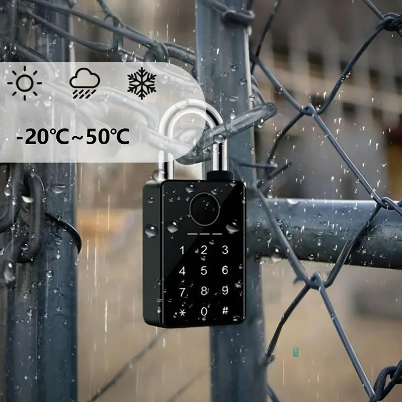 قفل Tuya المقاوم للماء بكلمة مرور، قفل إلكتروني ببصمة الإصبع، بدون مفتاح، قفل عالي التحمل لمرآب مستودع المنزل المنزلي #5