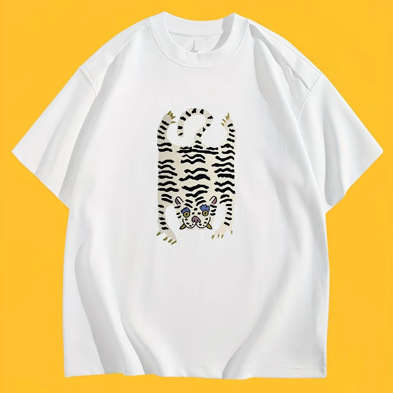 Tiger Stripe Print T-Shirt Women Men Harajuku Streetwear Graphic Tee Summer Short Sleeve Y2K Aesthetic Trendy Casual Loose Tops