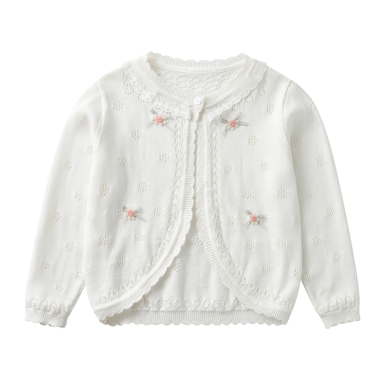 Spring and Autumn New European and American Foreign Trade Children's Sweatshirts A buckle hollow cardigan cotton shawl