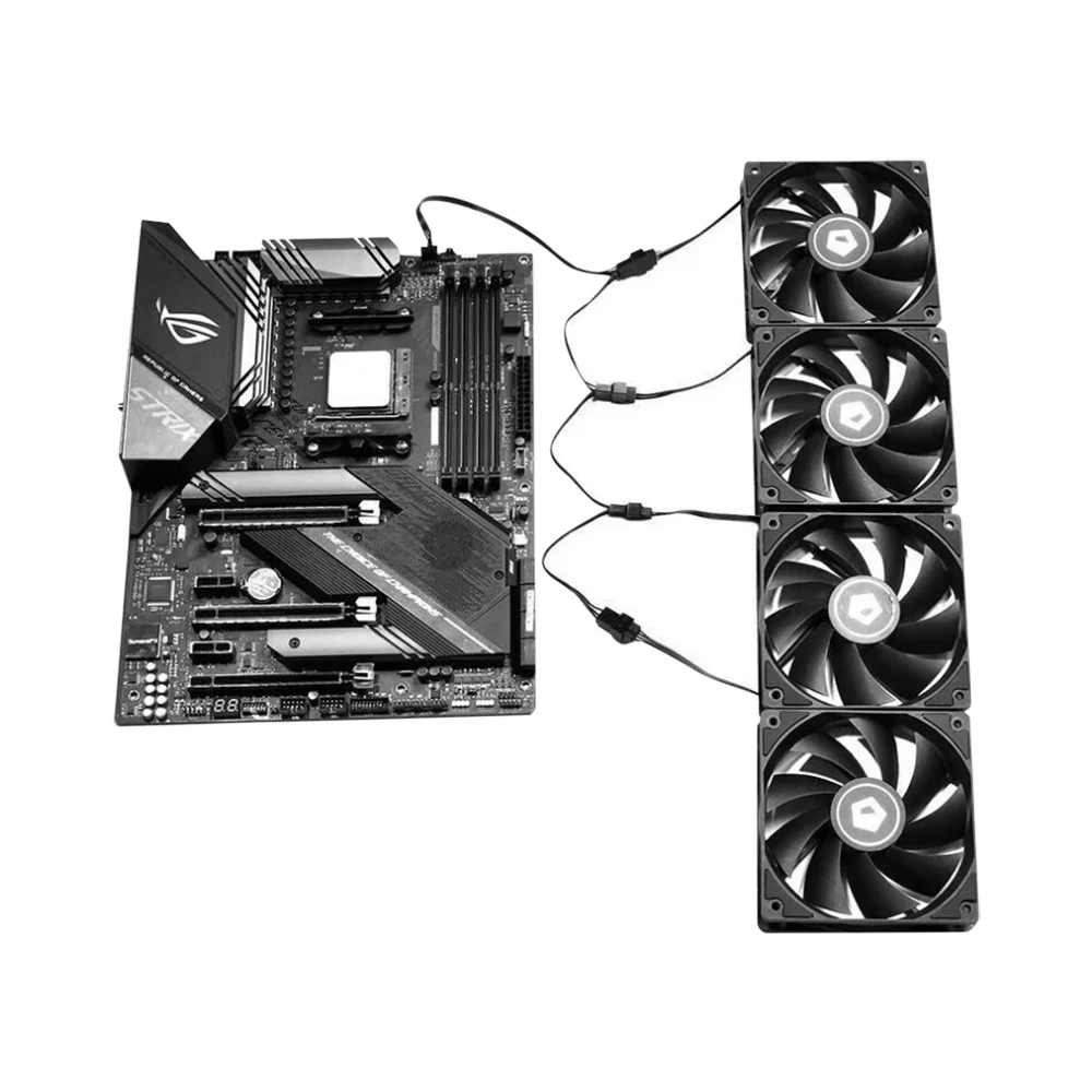 4 Pin PWM Fan Cable 1 To 5/6 Ways Splitter Black Sleeved Extension Cable Connector 3/4PWM Fan Extension Cables for Computer CPU
